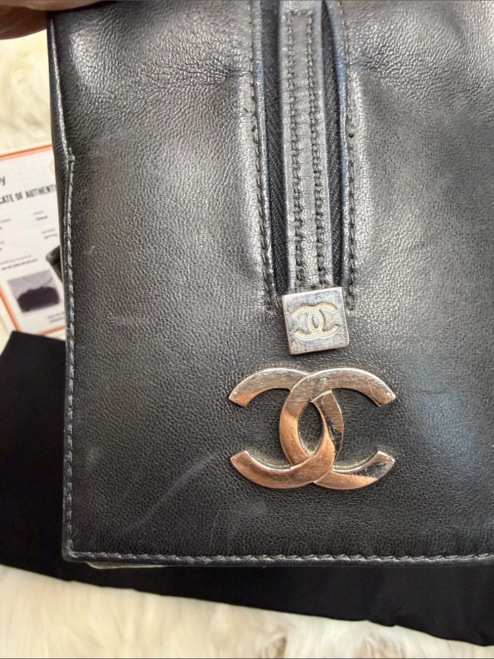 CHANEL Black Quilted Leather Top-Handle Bag